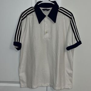 Vintage white w/3 stripes retro Chesterfield mens tennis polo golf shirt XL